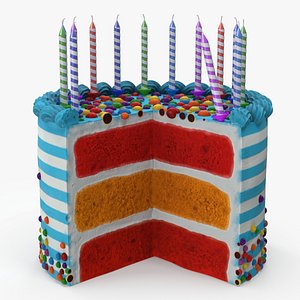 Birthday Cake with Slice Removed