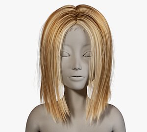 realistical short female hairstyle 3D model