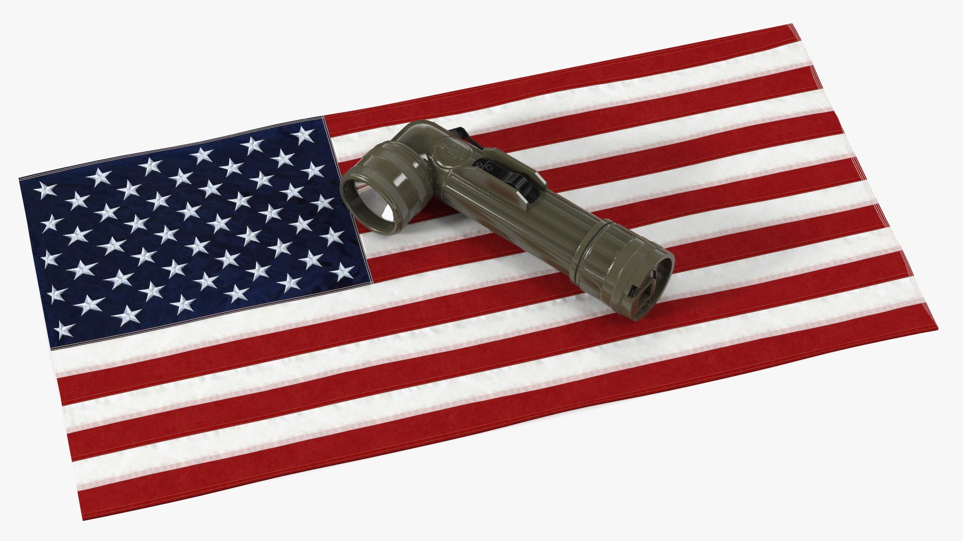 Vietnam Era Tactical Flashlight On Flag 3D model preview