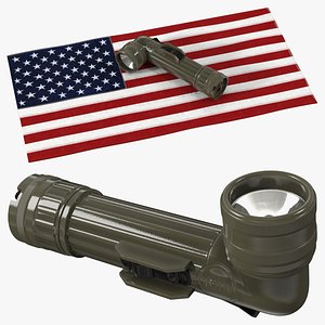 Vietnam Era Tactical Flashlight On Flag 3D
