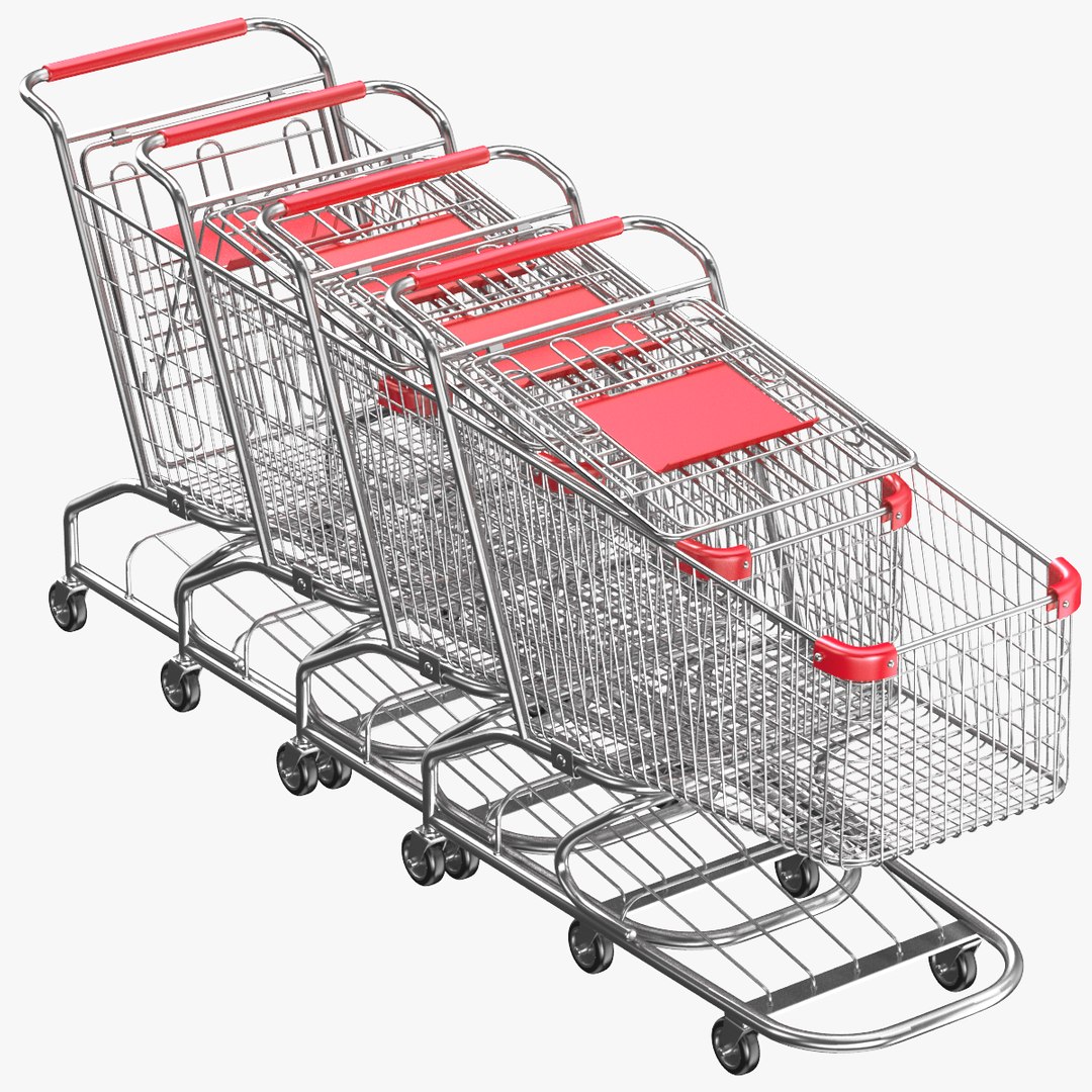 Detailed Shopping Carts Linear Array model TurboSquid 1999944