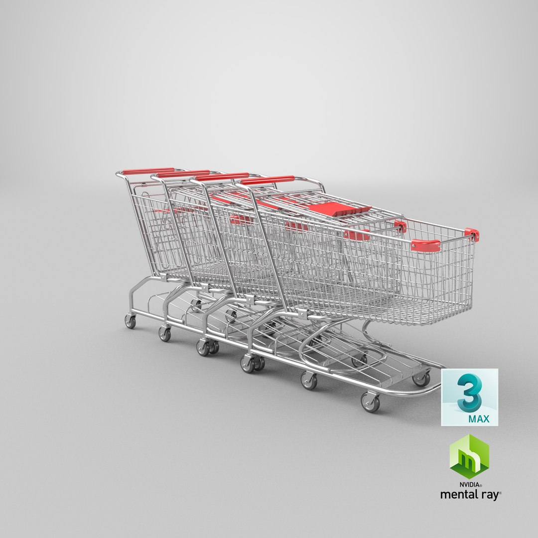 Detailed Shopping Carts Linear Array model TurboSquid 1999944