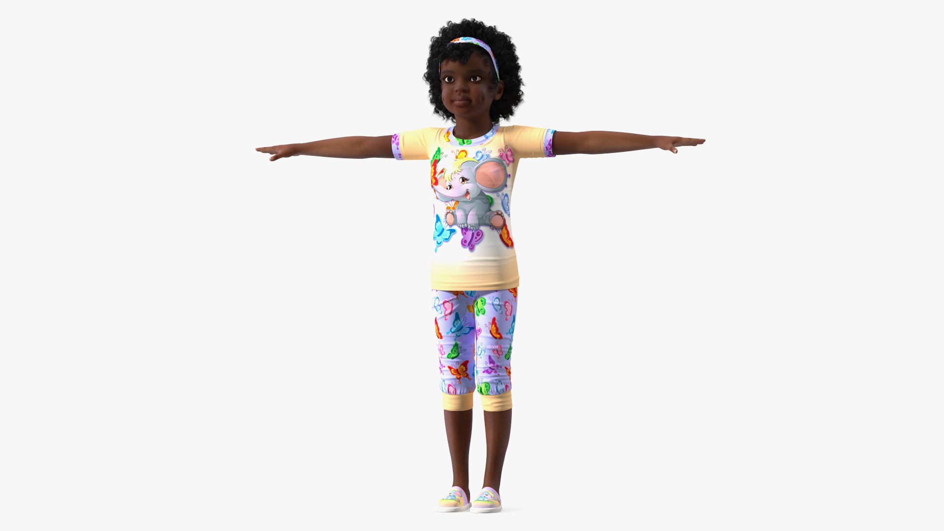 3D Dressed Pajamas Black Girl Child T-Pose - TurboSquid 2092158
