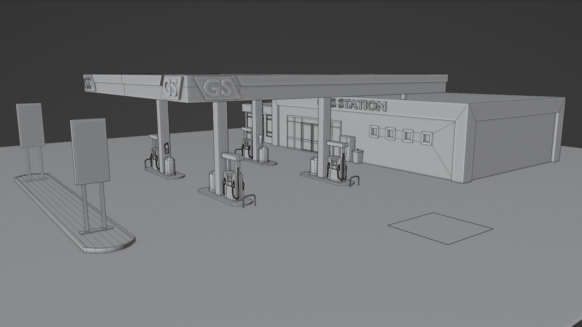 3D Gas Station Low poly model https://p.turbosquid.com/ts-thumb/Fb/83n5iJ/UK/wireframe1/png/1681748579/1920x1080/fit_q87/63b8498fe286ccddf3ade4f7018ab0cf61cd75c3/wireframe1.jpg