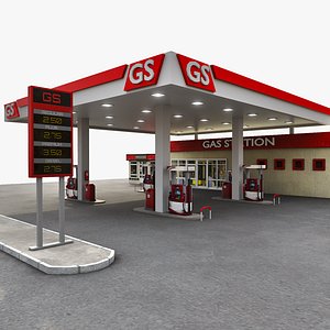 3D Gas Station Low poly model