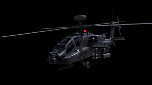 3D Helicopter Apache Lowpoly 4k Low-poly