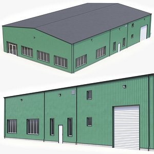 Green Industrial Building 60 PBR model
