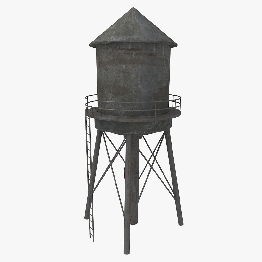 3d weathered water tower model