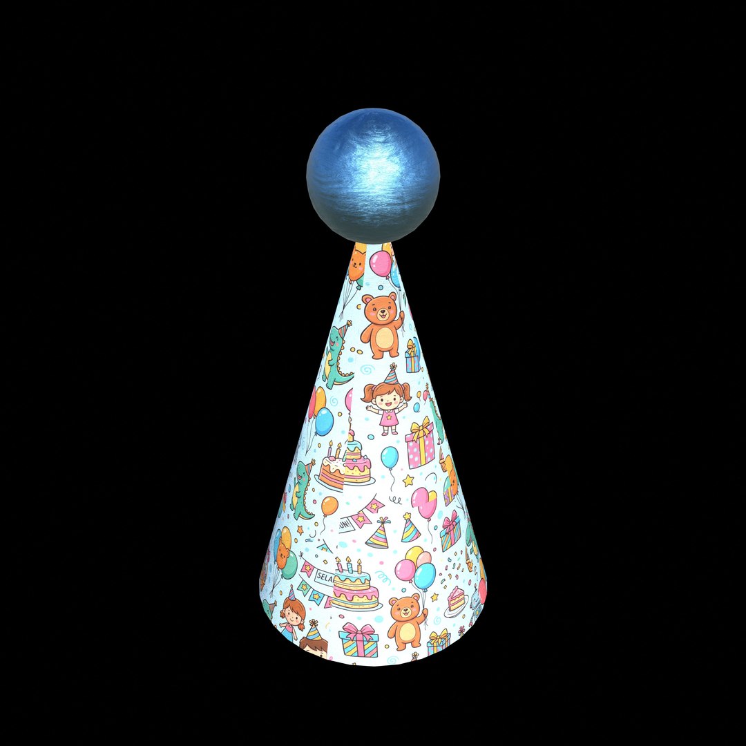 Cute Cartoon Party Hat with Top Sphere and 4K PBR Textures model https://p.turbosquid.com/ts-thumb/Fb/DvuPQJ/AP/ph2_thumb.0010001/jpg/1791680605/1920x1080/fit_q87/8d9678809e98616d68b1c00a324d3bbf01c53e9f/ph2_thumb.0010001.jpg