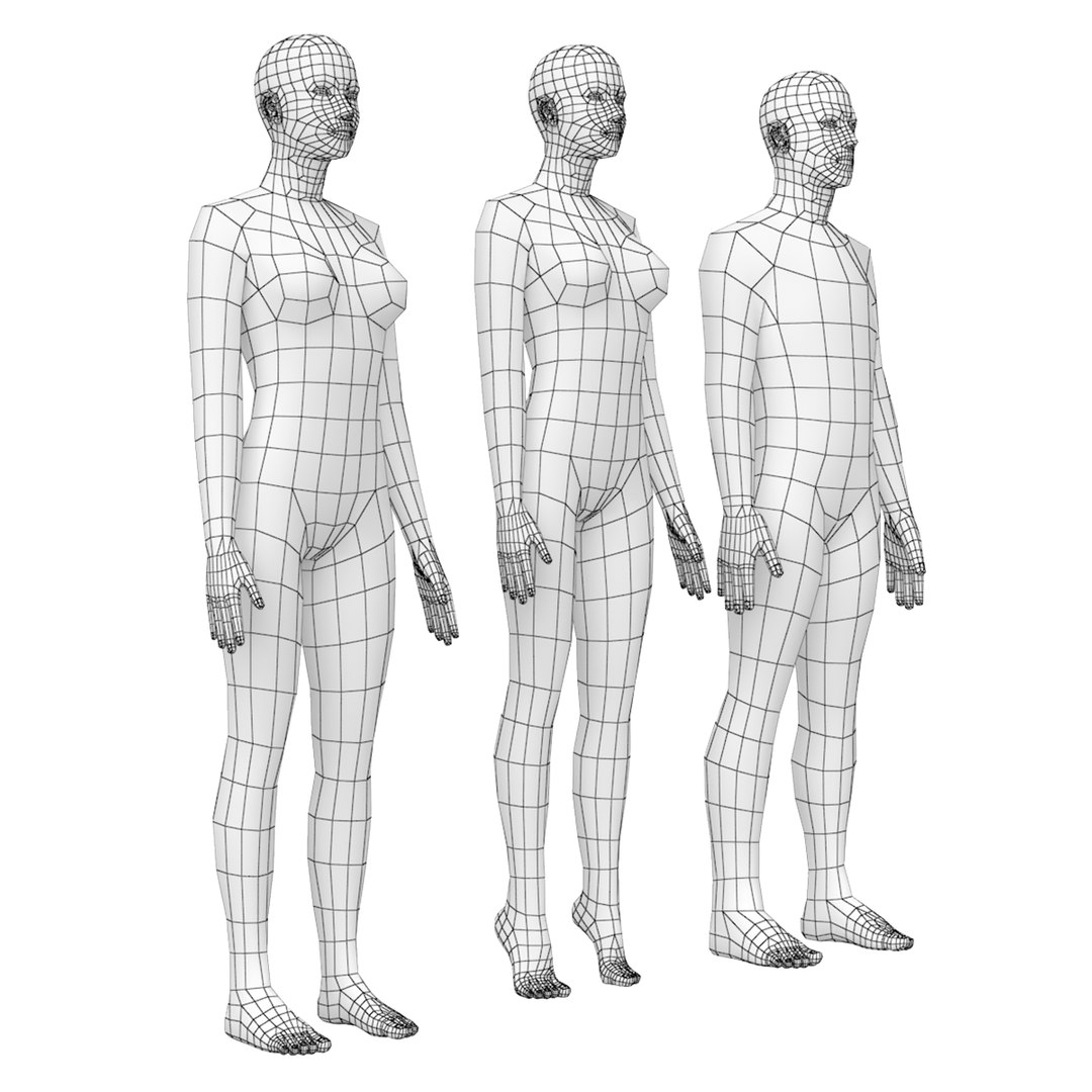 3D Natural Male And Female In Rest Pose Base Mesh Model - TurboSquid ...