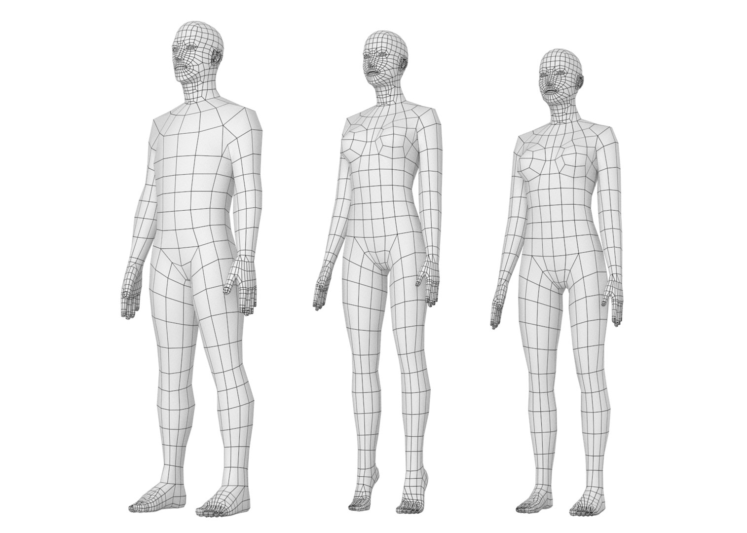 3D Natural Male And Female In Rest Pose Base Mesh Model - TurboSquid ...