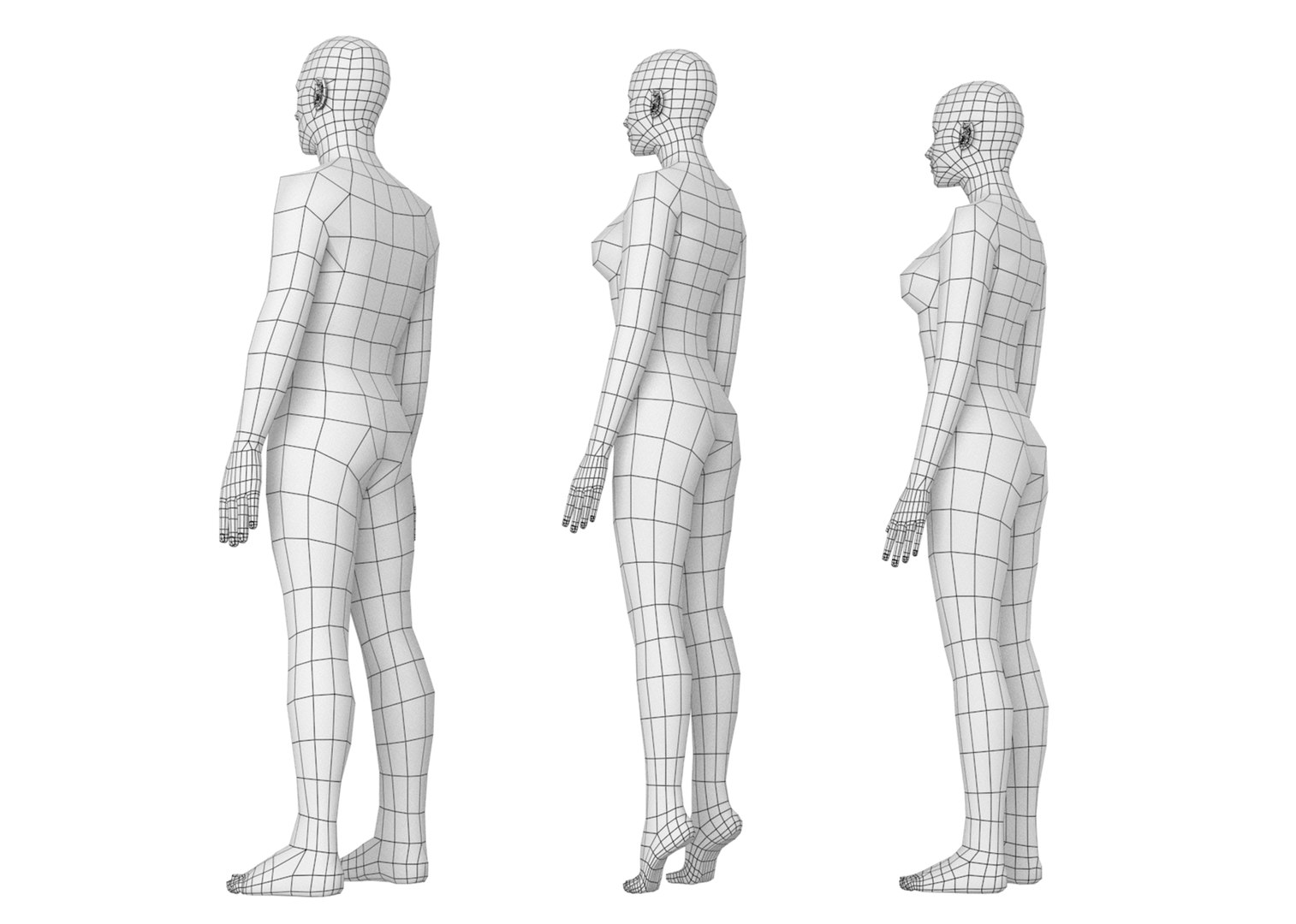 3D Natural Male And Female In Rest Pose Base Mesh Model - TurboSquid ...