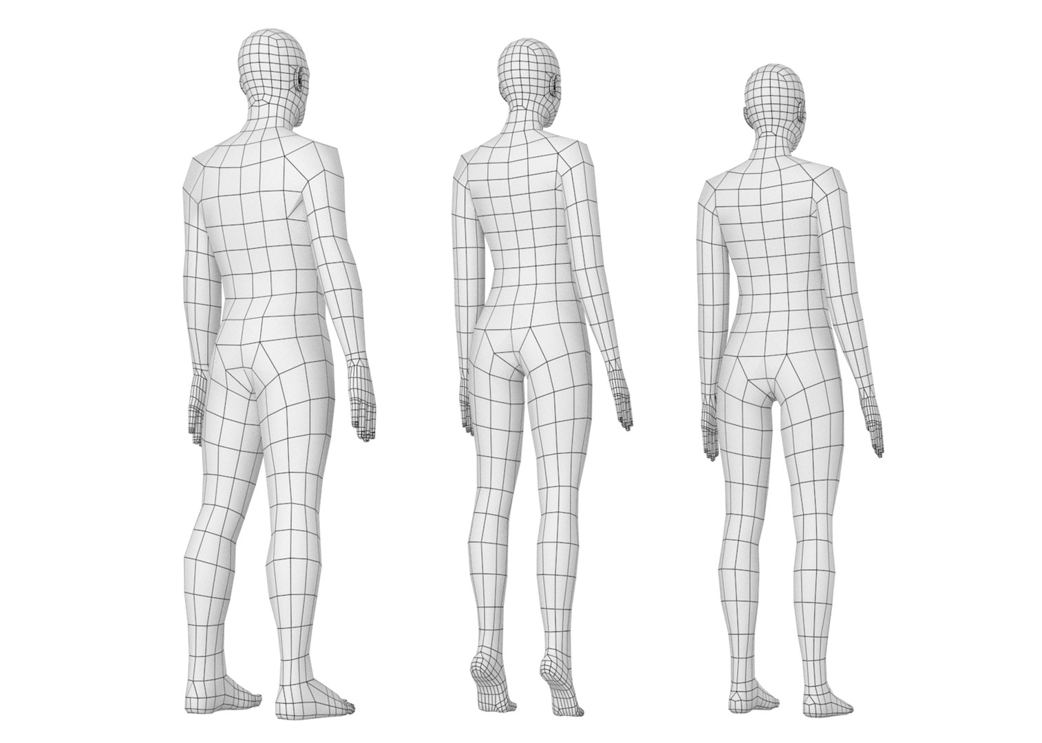 3D Natural Male And Female In Rest Pose Base Mesh Model - TurboSquid ...