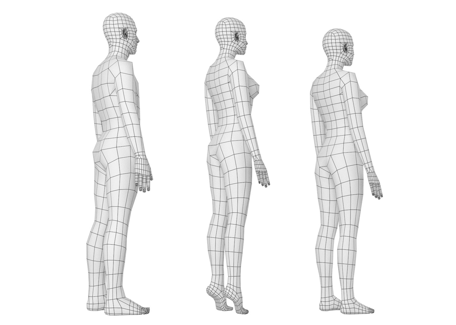 3D Natural Male And Female In Rest Pose Base Mesh Model - TurboSquid ...