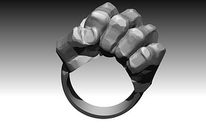Man Punch Fist Hand Fury Printable Ring Pendant