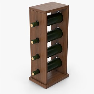 3D Wine Rack And Bottles model