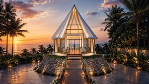 3D Organic Shell Shaped Luxury Wedding Chapel Anyer Coast Style