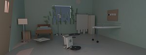 3D Low Poly Abandoned Hospital Stylized Horror Kit