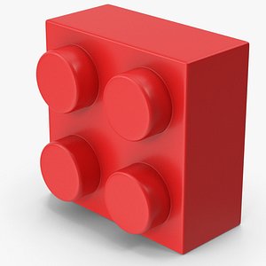 3D Red Toy Brick 2x2