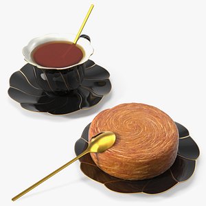 Tea Tableware Set with Cup Saucer and Pastry