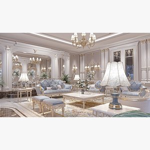 classical living room and dining room
