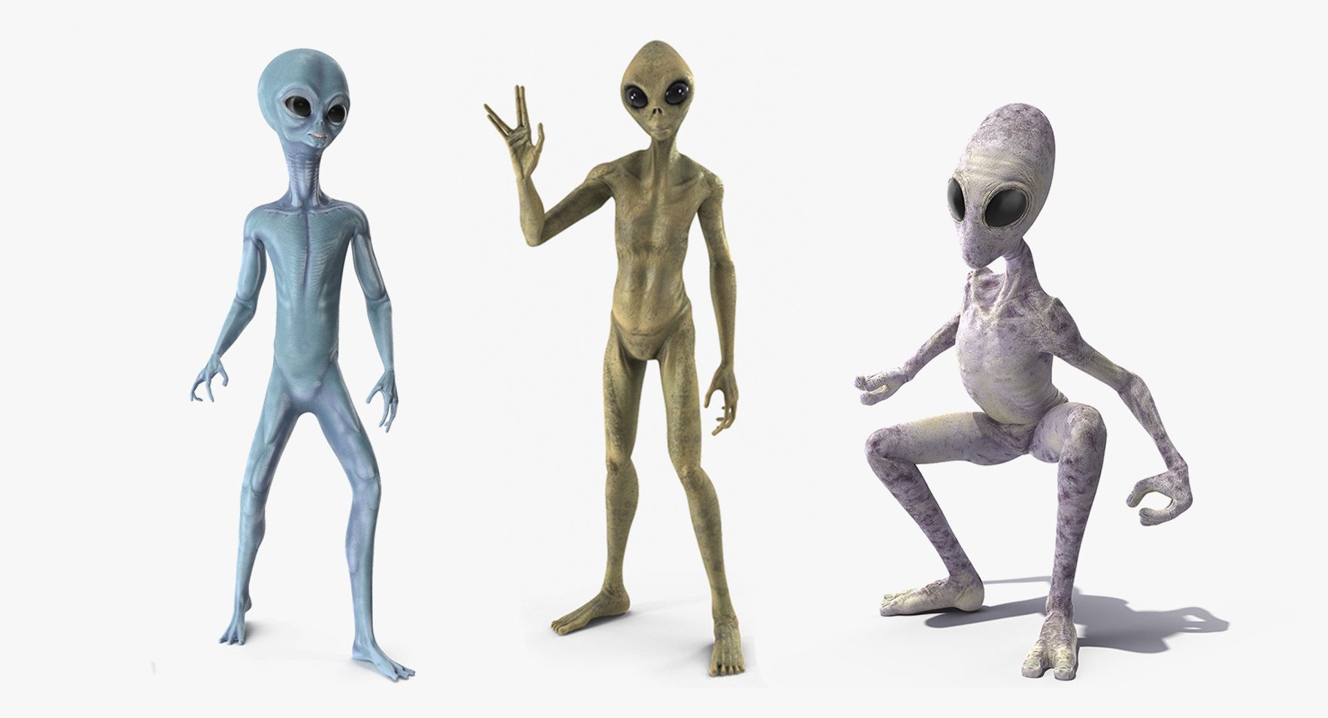 Humanoid Aliens Rigged Collection 2 for Maya 3D model preview