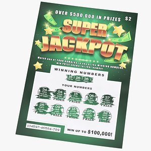 Super Jackpot Scratch Off Ticket with Erased Scratchcard