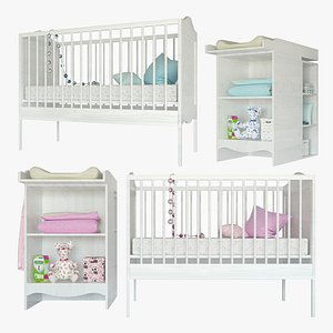 3D Ikea changing table baby bed set