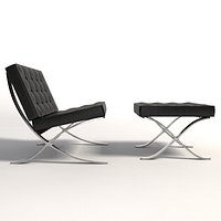 Mies Van Der Rohe Barcelona Chair & Ottoman