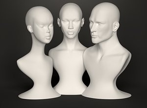 Human bust head collection 3D print model 3D