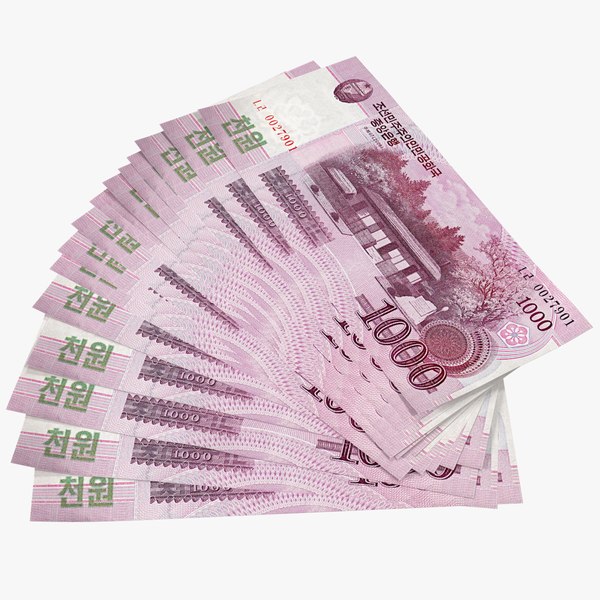 Fan Shaped North Korea 1000 Won Banknotes model
