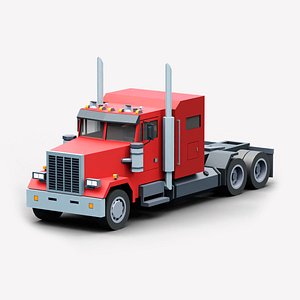 Cartoon Stylized Heavy Semi Truck 3D model