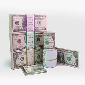 set dollar bills banknotes model