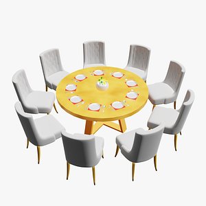 3D Table and Chair Restaurant Full Set