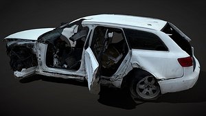 car vandalized wreck combi abandoned junkyard photogrammetry