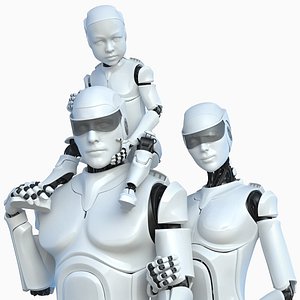 Cyborg Robot Family Rig