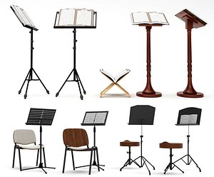 3D Professional Music Stands And Religious Book Lecterns Set