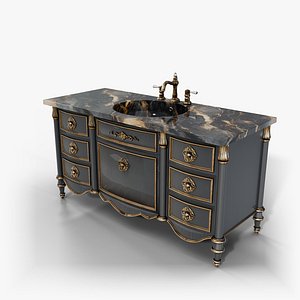 Monroe Vanity with Faucet - Classic Black Gold Bathroom Cabinet