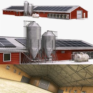 Chicken Farm Barn Empty 3D