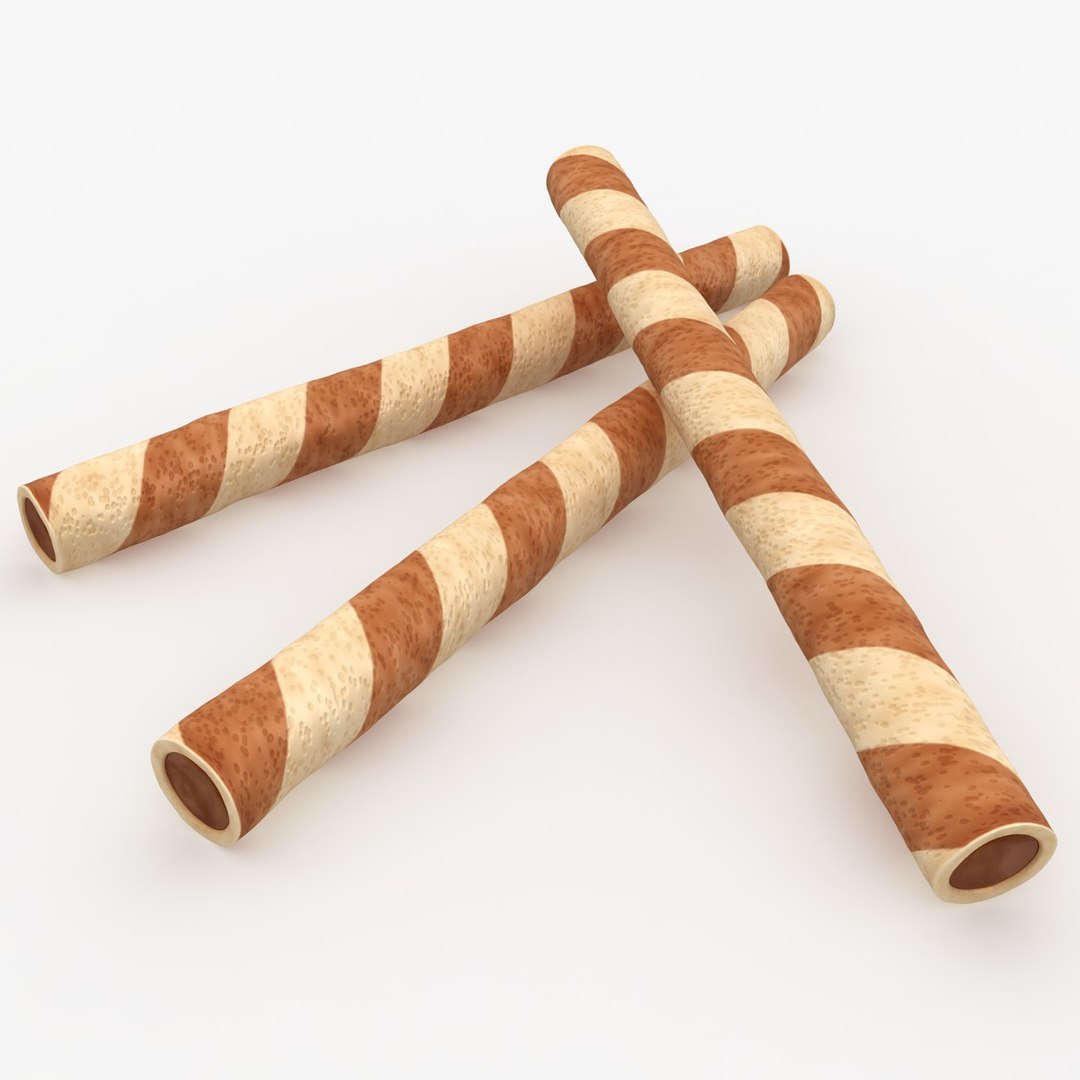 Realistic Wafer Rolls Almond 3ds