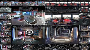 3D Virtual TV Studio Sets - Collection Vol 12 - 4 PCS DESIGN model