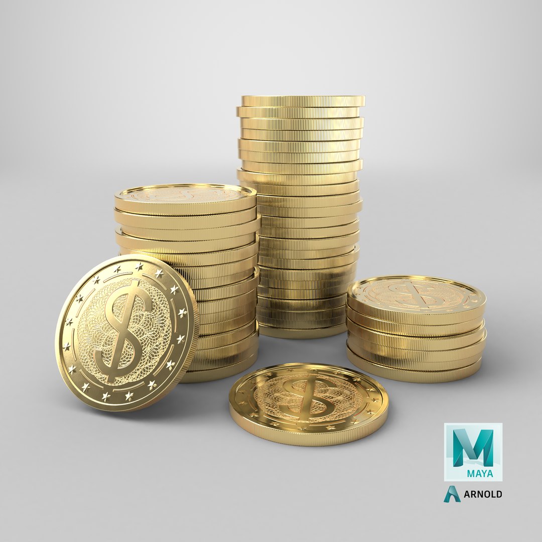 Dollar Gold Coin Stack 2 Model - TurboSquid 2275245