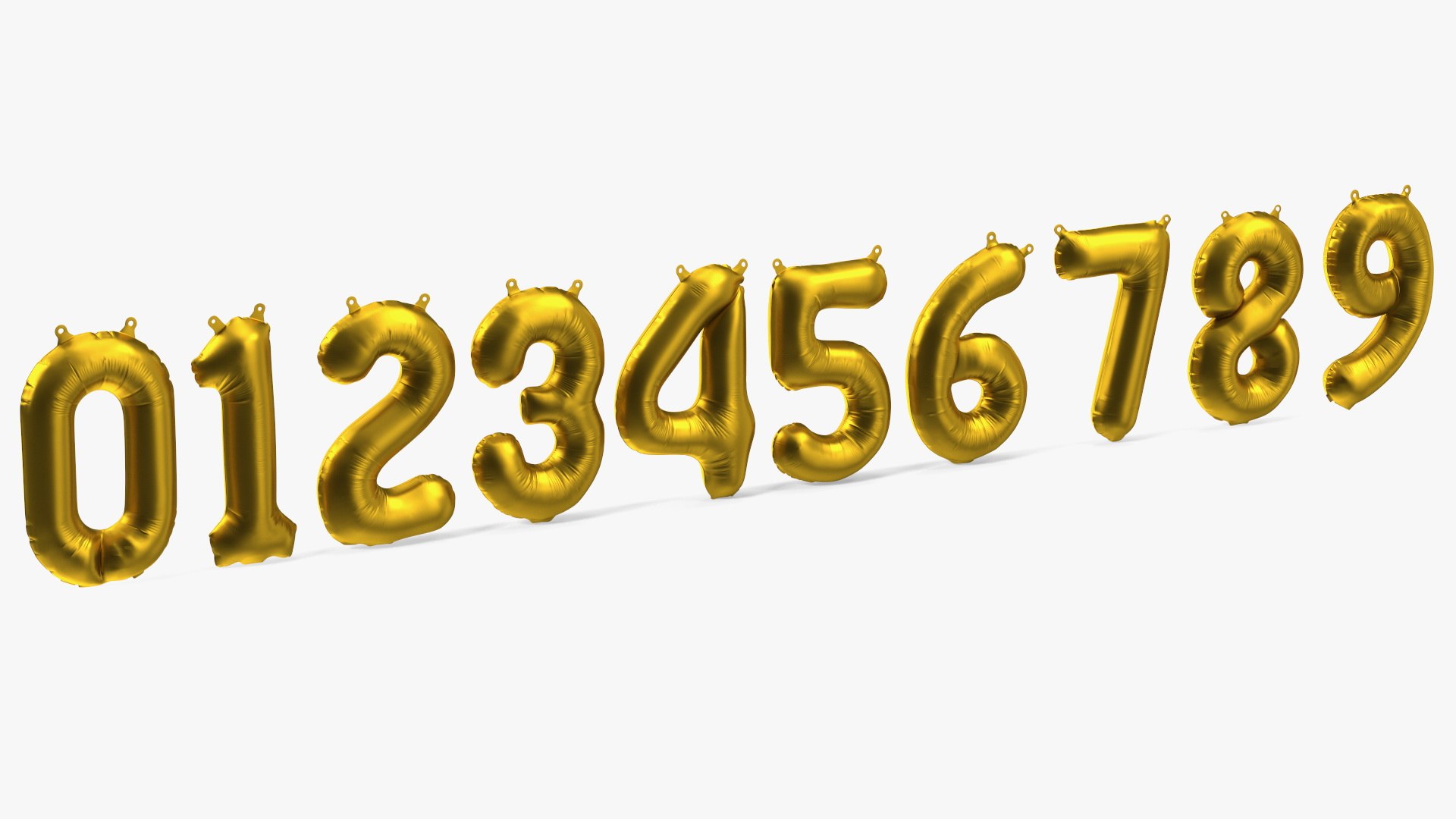 Balloon Numbers Set Matte Gold 3D model preview