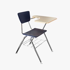 Student desk and chair 3D model