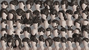 3D model Stylised Hair Collection v 04