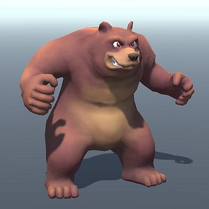 Lowpoly Stylized Bear Rigged and Animated for VR AR Games