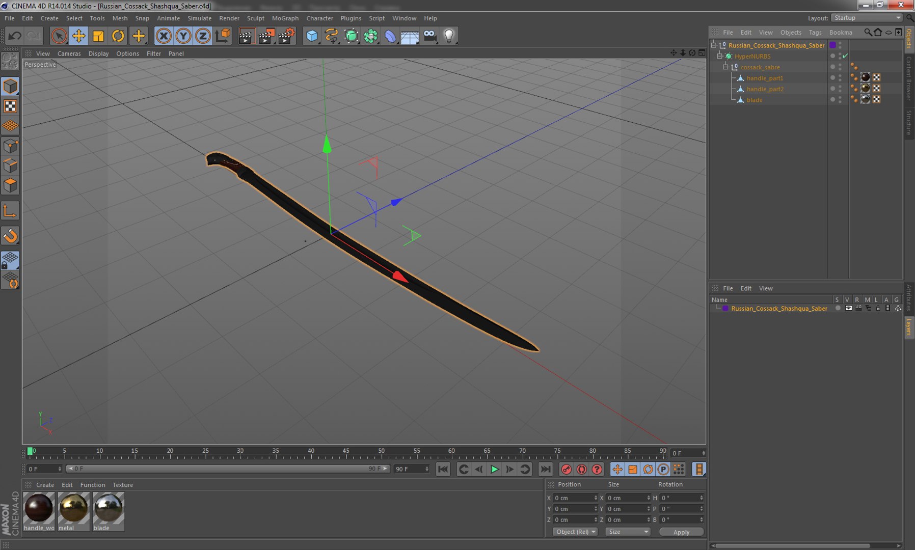 Russian Cossack Shashqua Saber 3D model preview
