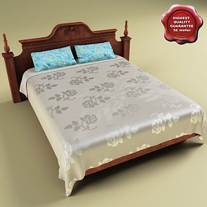 bed satiny coverlet 3d model