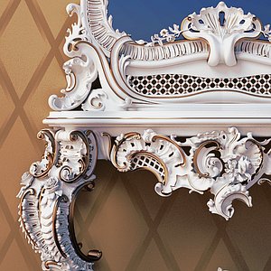 free baroque mirror table 3d model