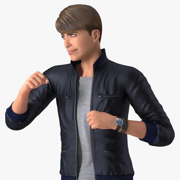 3D Teenage Boy Street Clothes Action Pose